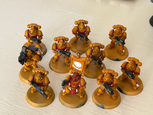 Warhammer 40k plastic space marine 10 man squad with sergeant, heavy and special weapon