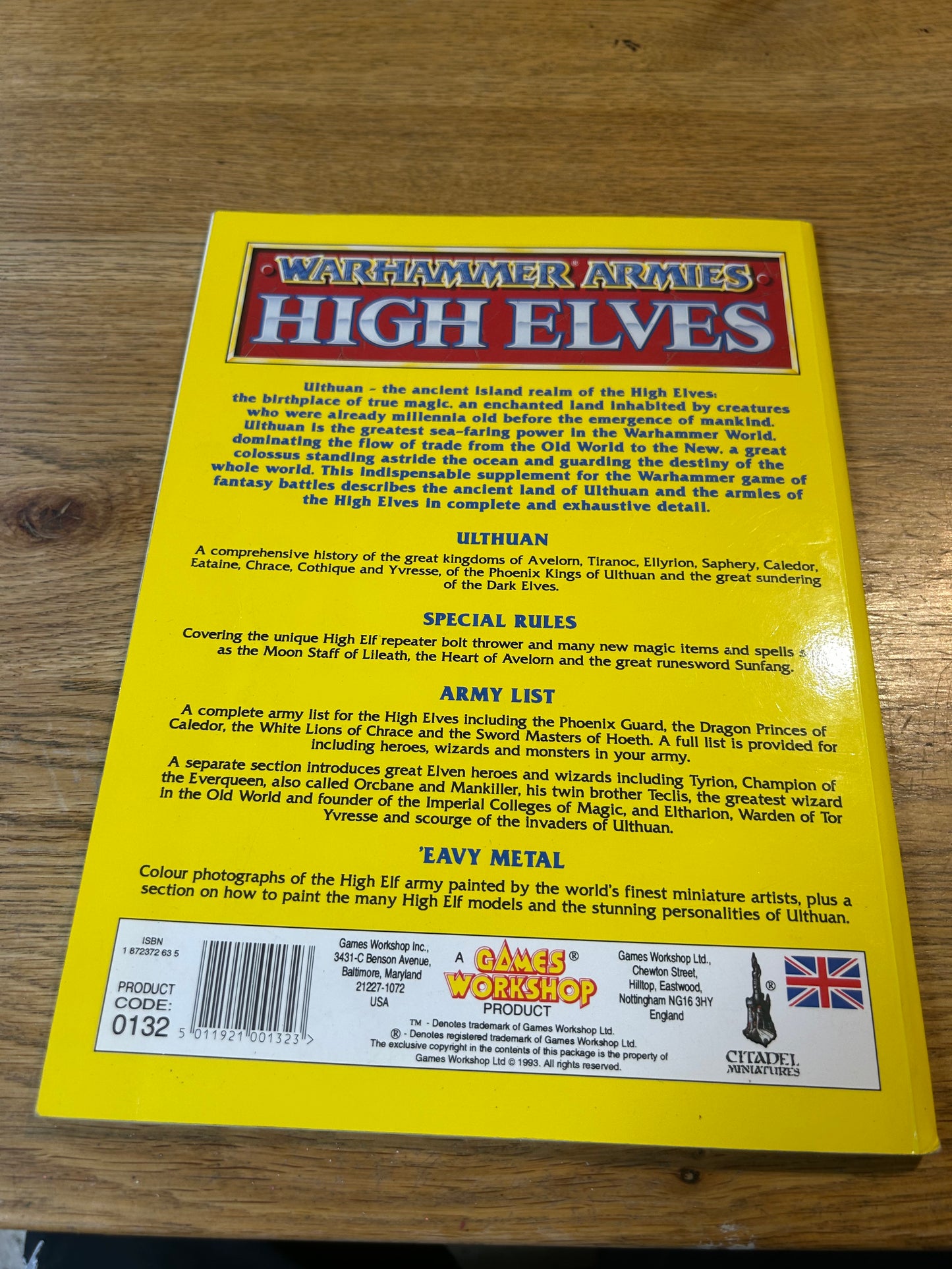 Vintage 1993 High Elves Army Book Games Workshop 4th Edition Warhammer