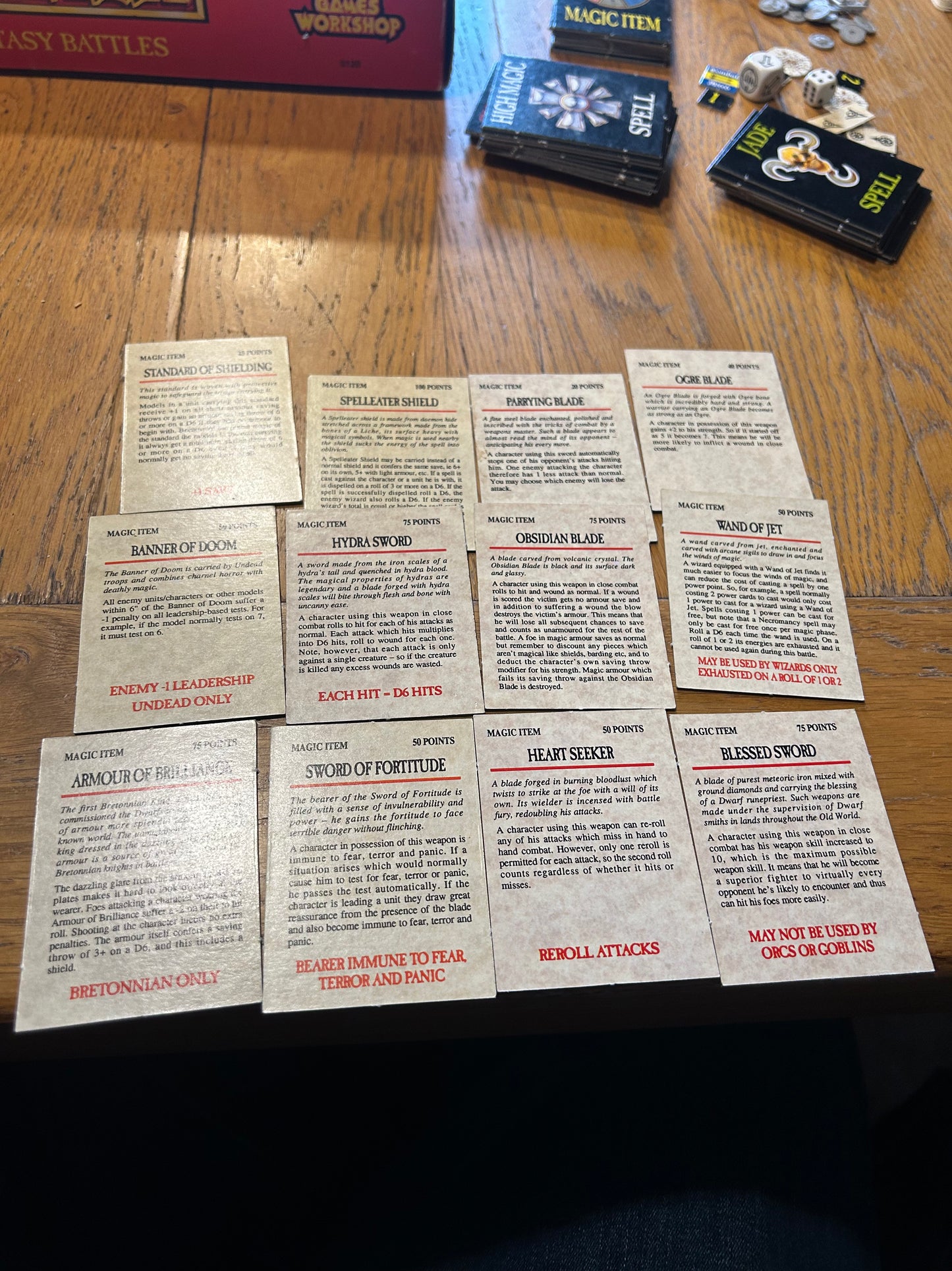 Warhammer fantasy 4th edition boxed set game plus battle magic (incomplete but more than enough to play) box has a hole at the bottom and some items have more wear than others