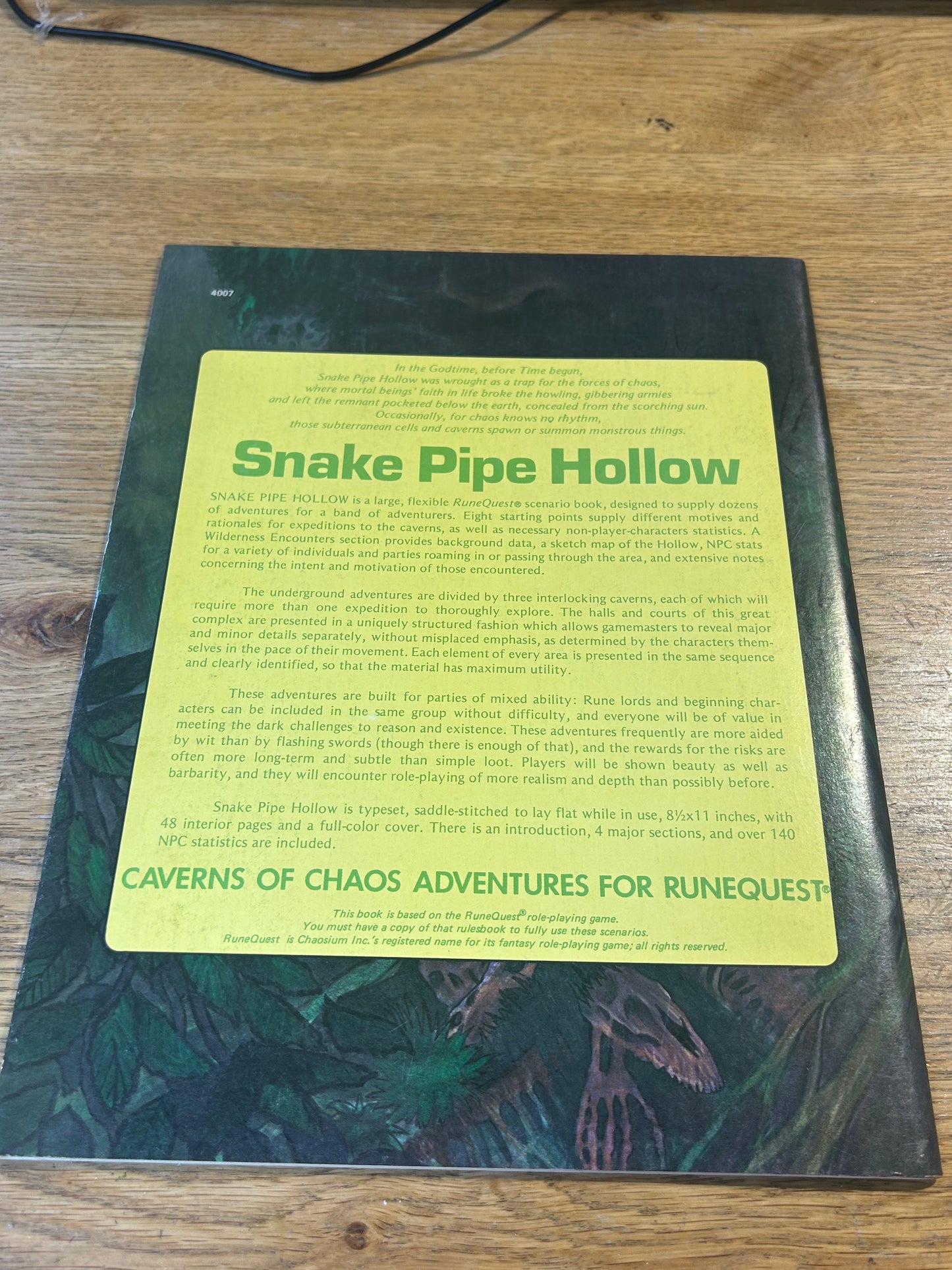 Runequest snake pipe hollow expansion rule book vintage Fantasy Rpg