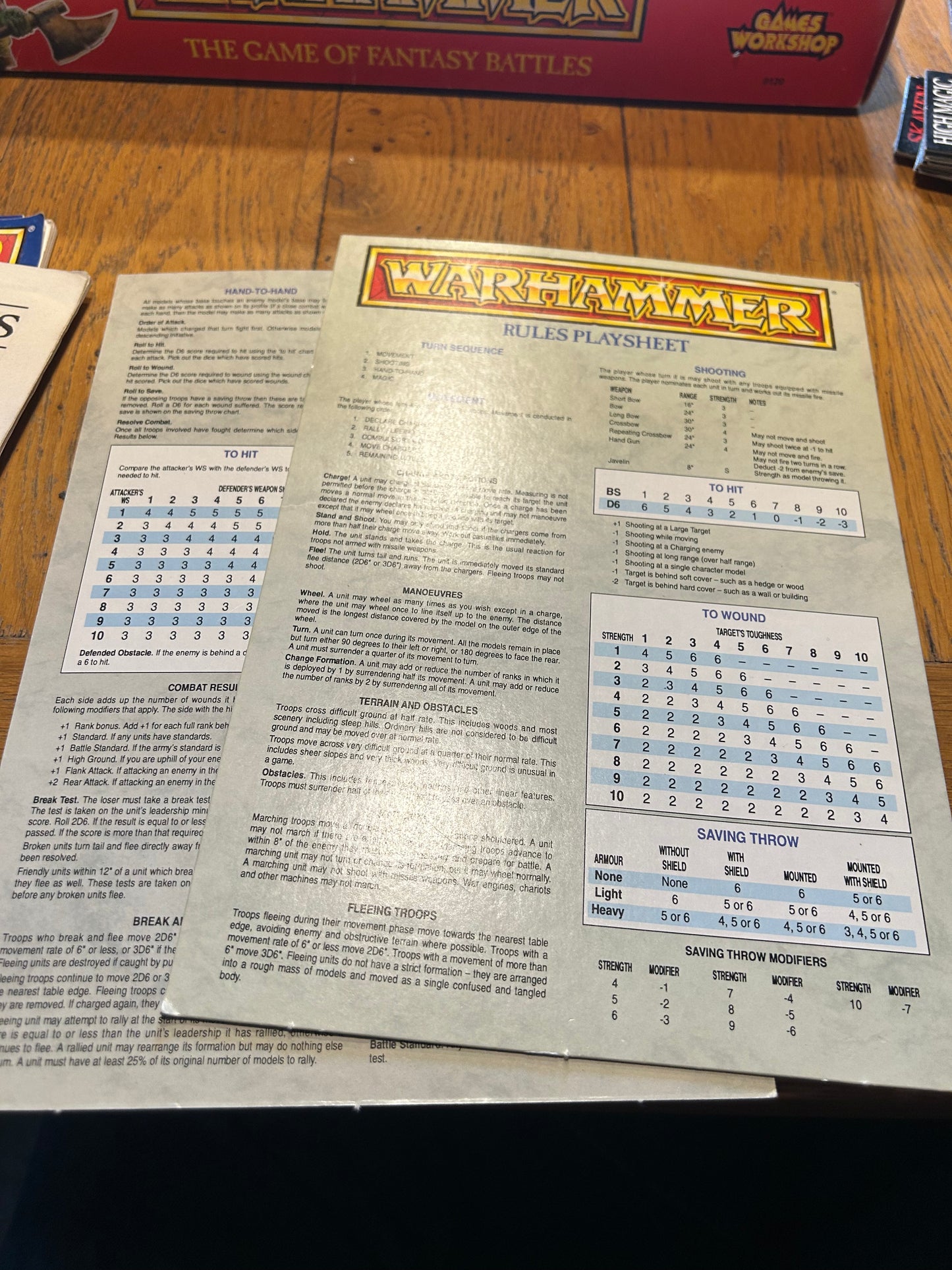 Warhammer fantasy 4th edition boxed set game plus battle magic (incomplete but more than enough to play) box has a hole at the bottom and some items have more wear than others