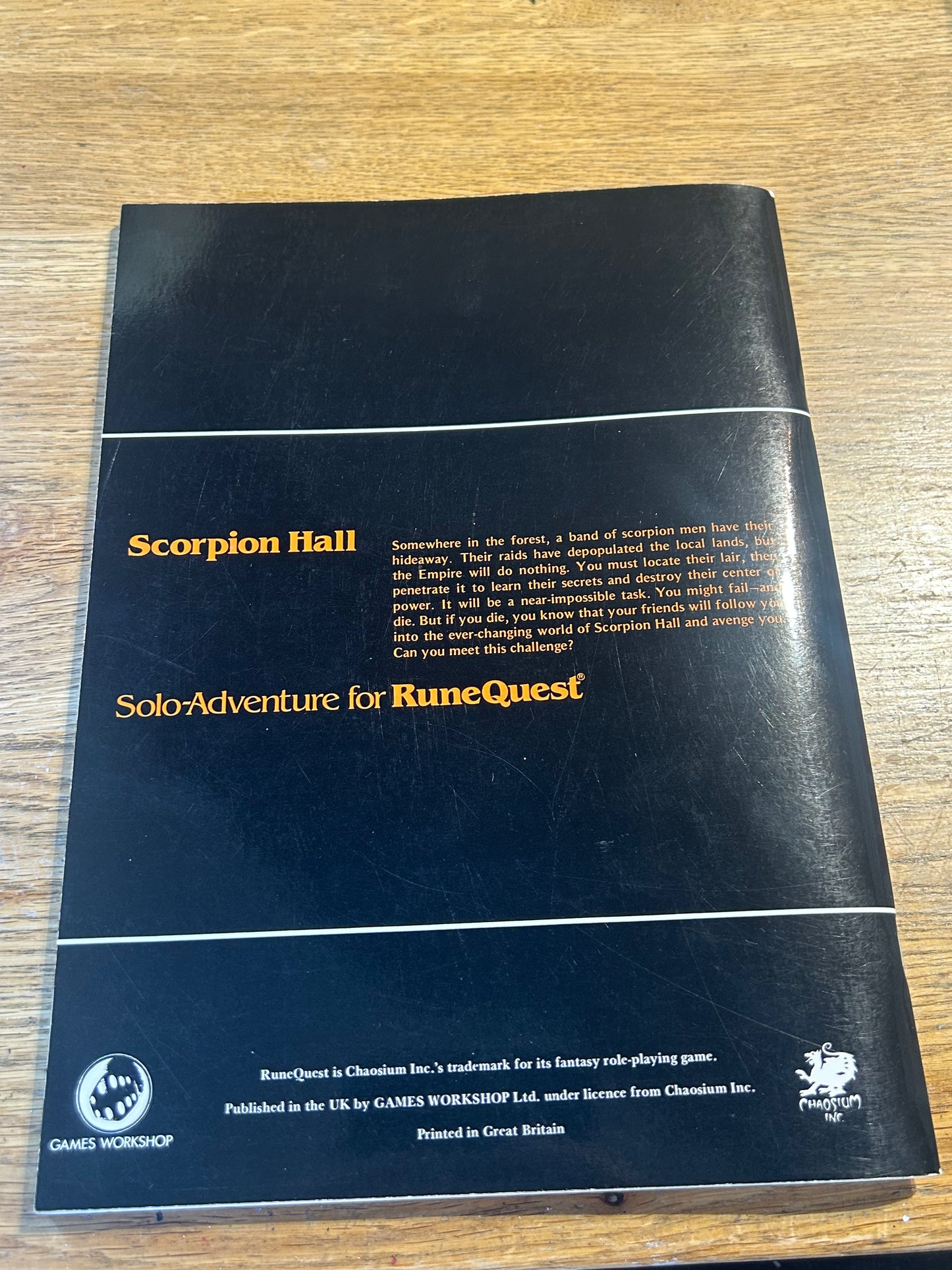 Runequest - Scorpion Hall - Soloquest 2 - Very good condition