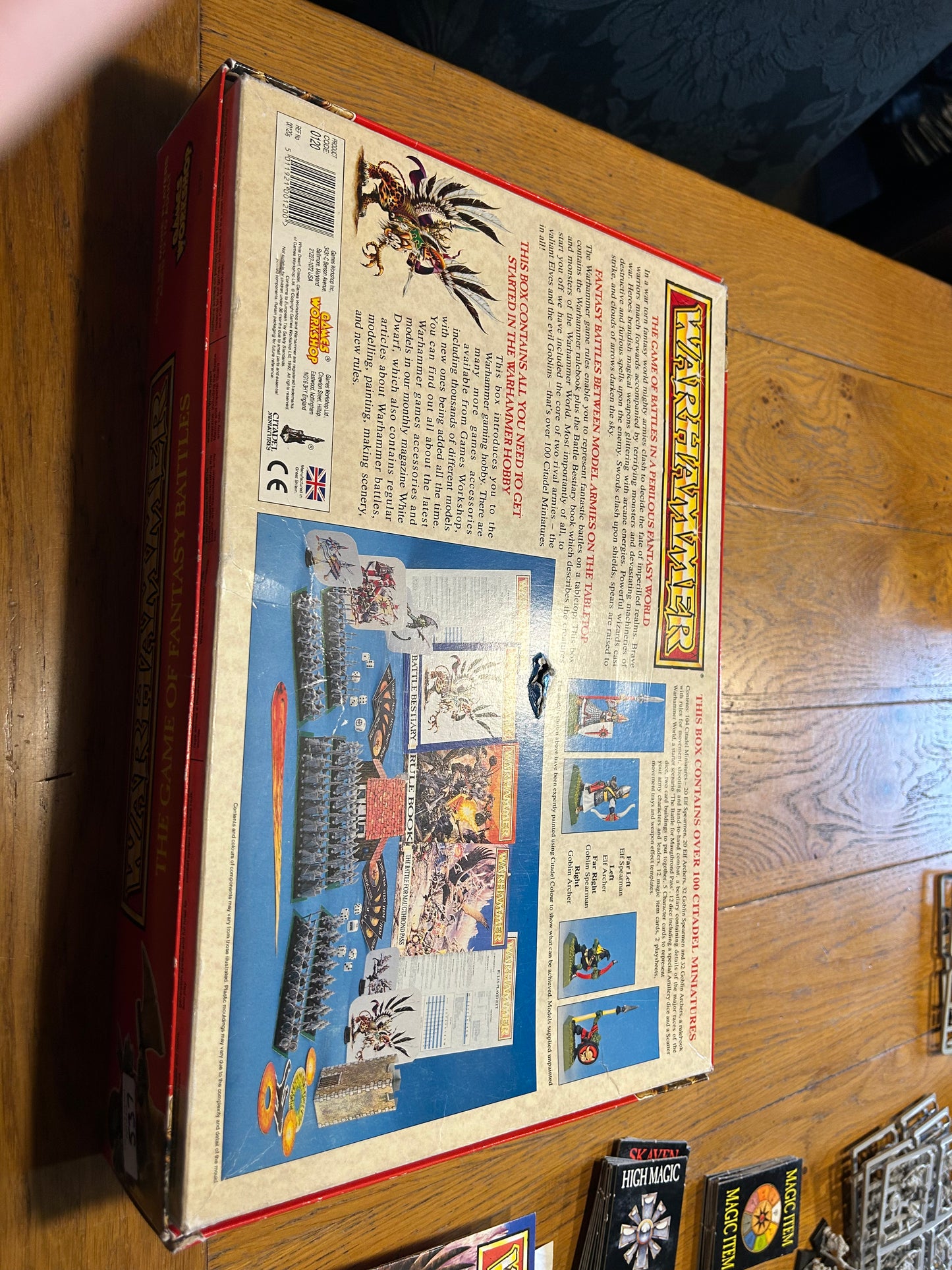 Warhammer fantasy 4th edition boxed set game plus battle magic (incomplete but more than enough to play) box has a hole at the bottom and some items have more wear than others