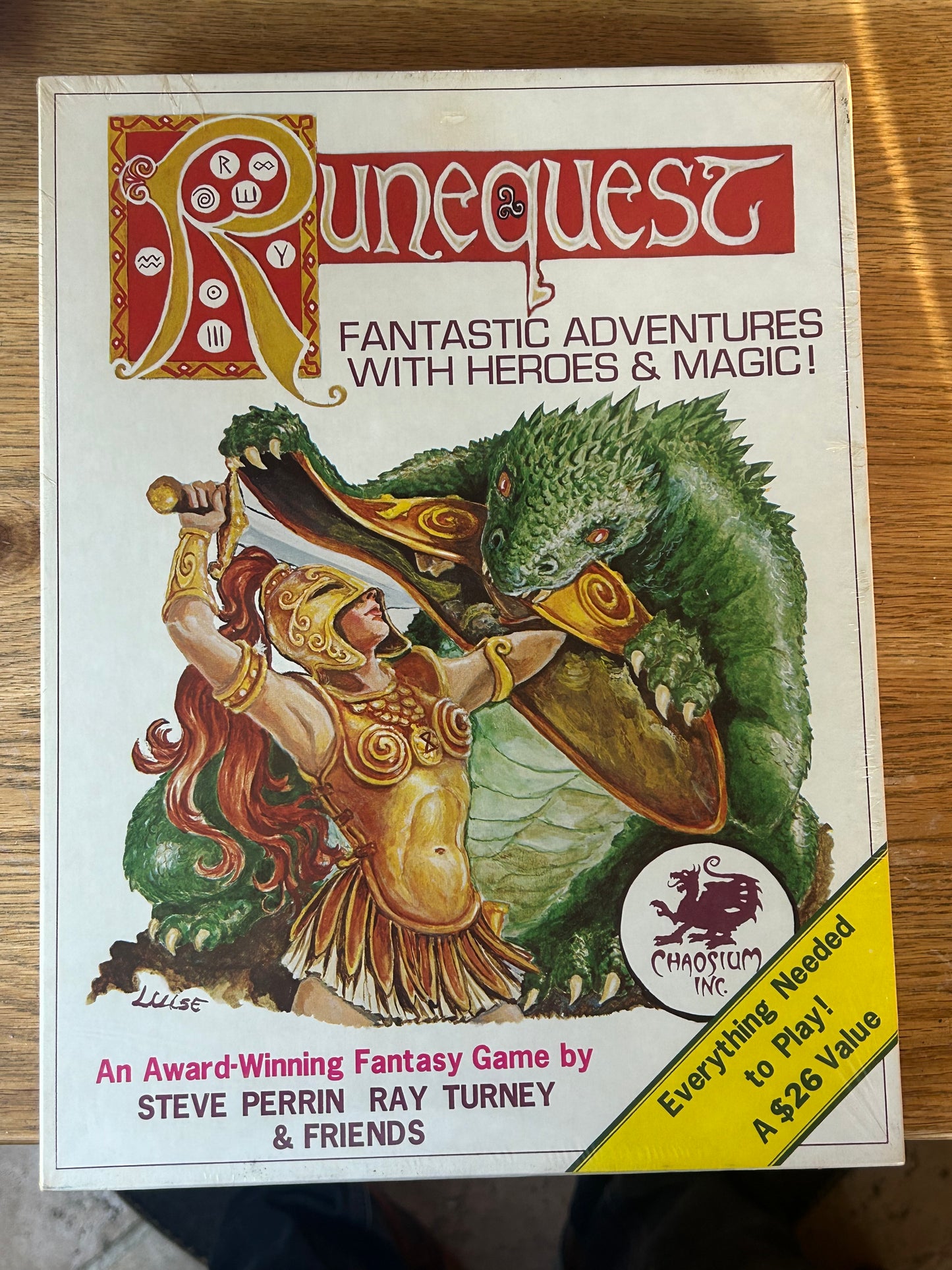 Runequest - Fantasy RPG - Rare Red/White Chaosiam Inc. logo - COMPLETE sealed first US printing of the SECOND EDITION BOX SET