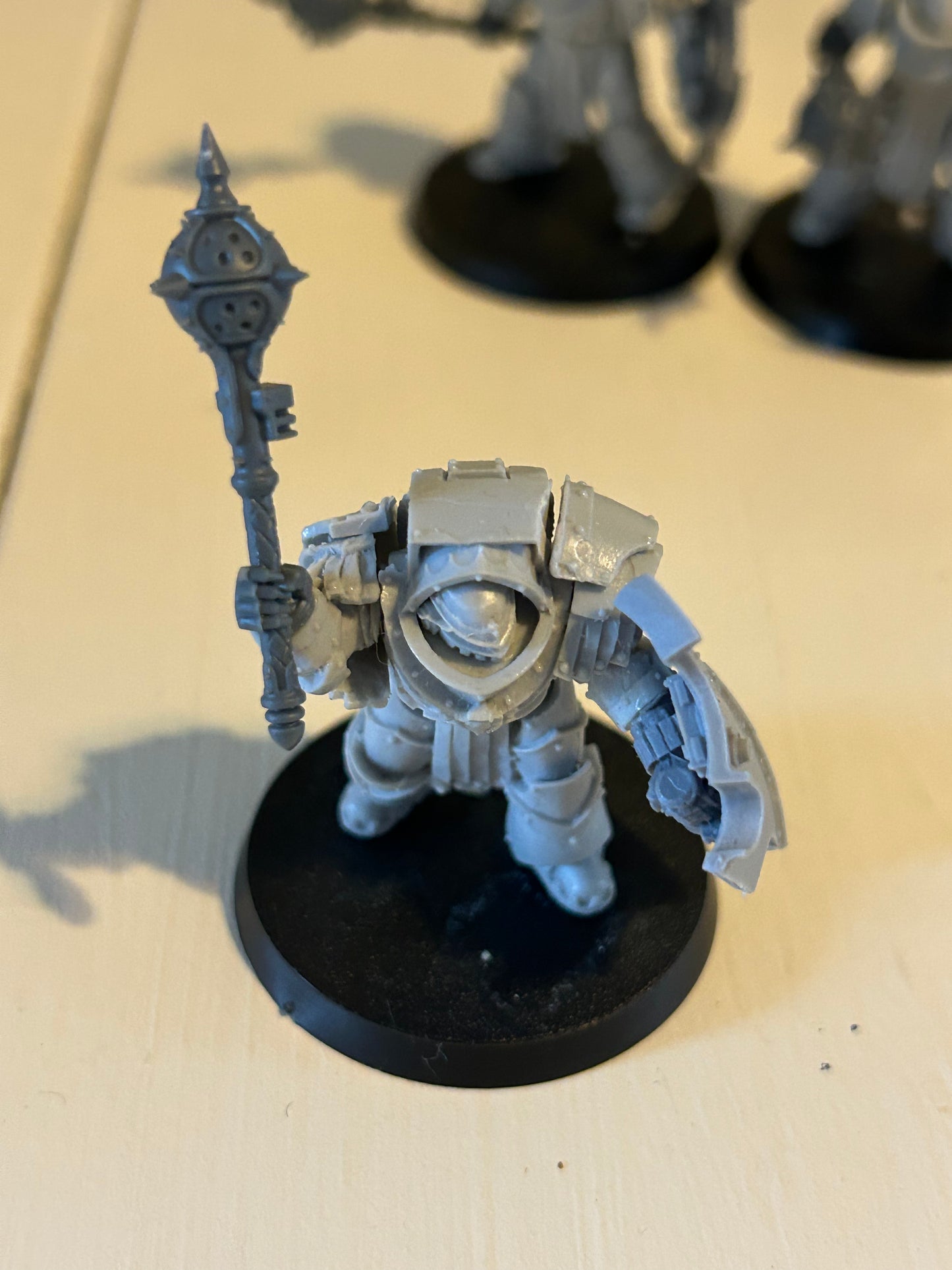 Forge world space Marine  Cataphractii Terminators with shields and maces (bodies are forge world, most shields and all maces are not)