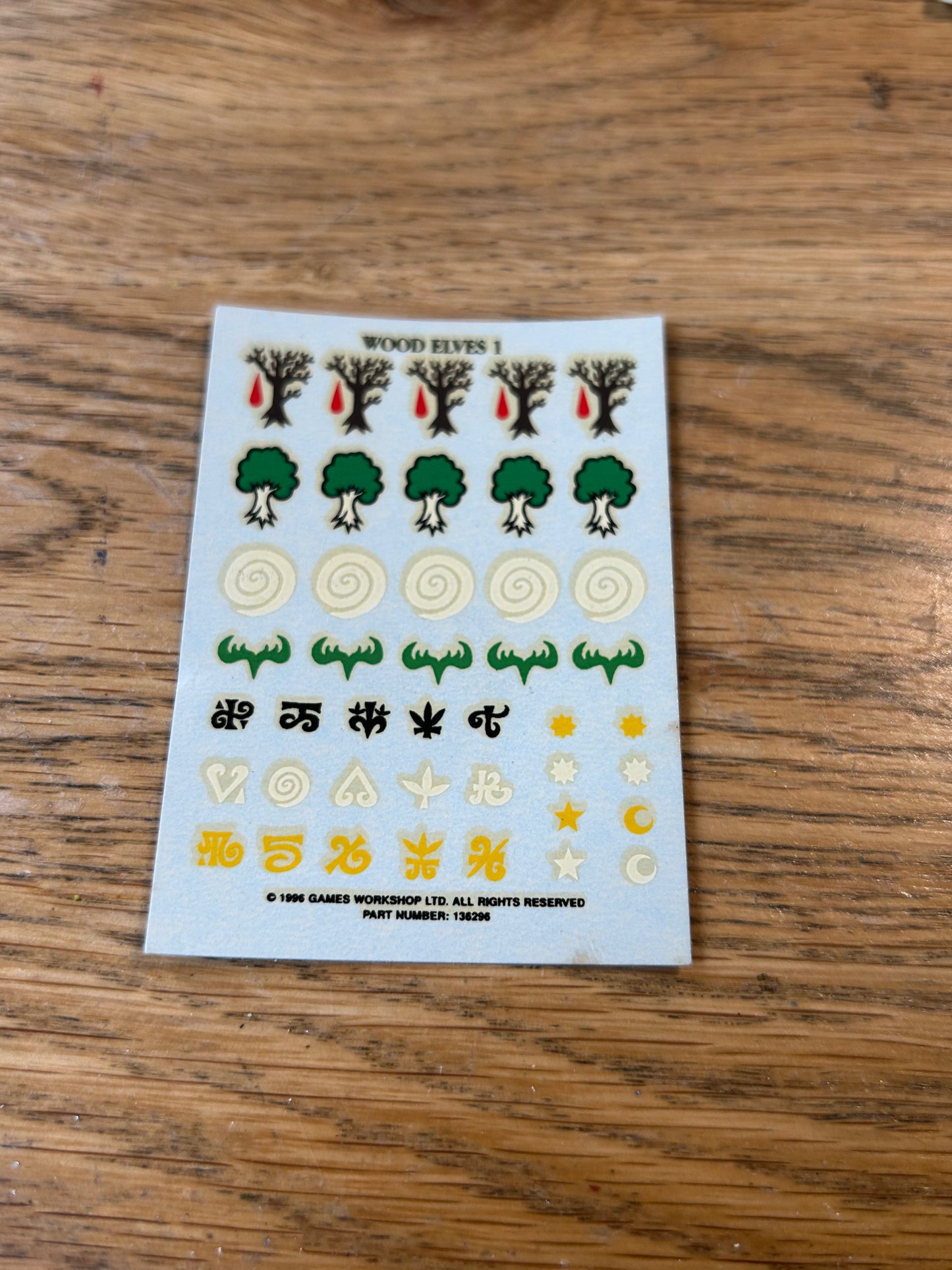 Warhammer Wood Elf Elves #1 Decal Transfers Sheet Games Workshop Shield Emblems
