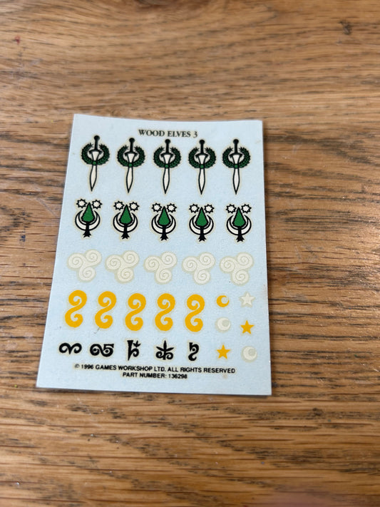 Warhammer Wood Elf Elves #3 Decal Transfers Sheet Games Workshop Shield Emblems (2 available)