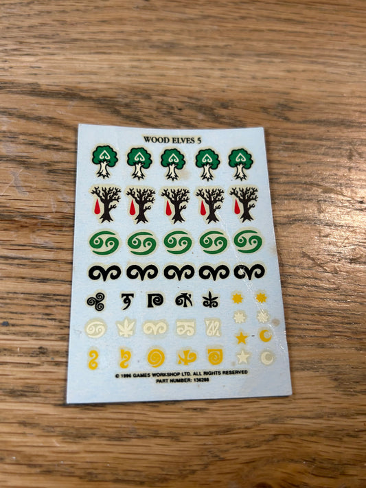 Warhammer Wood Elf Elves #5 Decal Transfers Sheet Games Workshop Shield Emblems