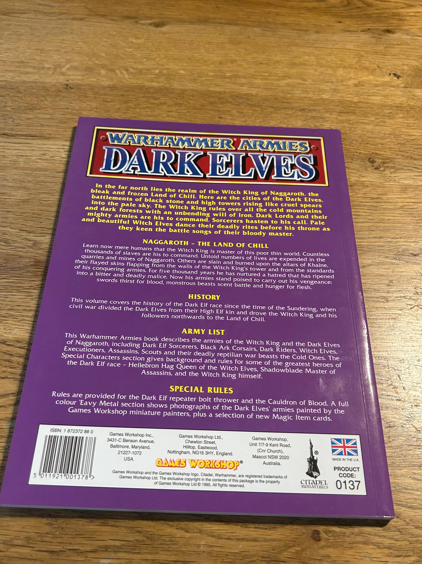 Games Workshop Dark Elves Army Book - Warhammer 4th Edition Supplement c1995