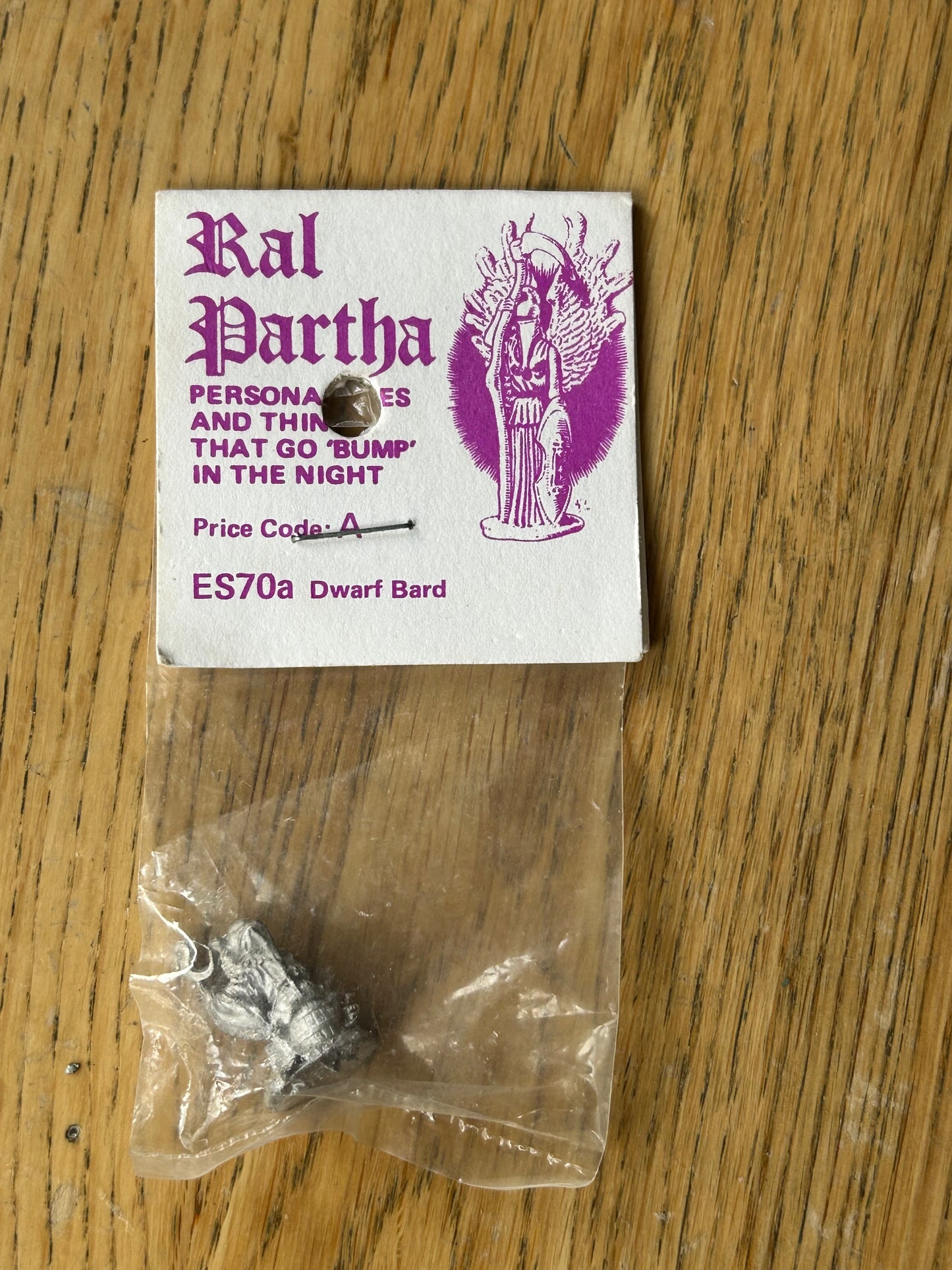 Ral Partha - Personalities And Things - Dwarf Bard  w/ Harp ,  1979 in blister