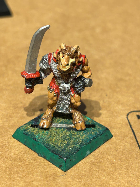 Realm Of Chaos Beastman with sword Bob Olley  Metal Citadel 80s Beastmen warhammer fantasy