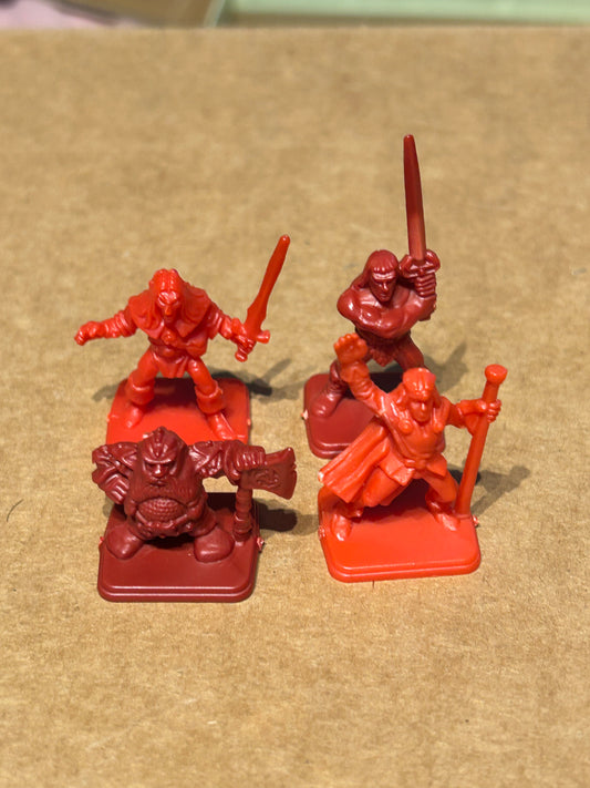 Heroquest heroes set dwarf, wizard, barbarian and elf